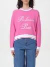 Balmain Cotton-blend Embroidered-logo Sweater In 紫红色