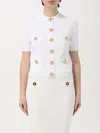 Balmain Short Sleeve Buttoned Pocket Knit Cardigan In Weiss