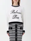 Balmain Logo-embroidered Crewneck Sweater In Weiss