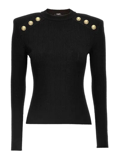 BALMAIN SUÉTER CUELLO REDONDO - NEGRO