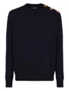 Balmain Classic Crew Neck Sweater In Blue