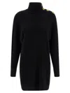 Balmain Turtleneck Mini Dress Decorative Buttons In Multi