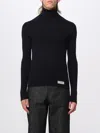 Balmain Sweater With Patch Logo In Marine