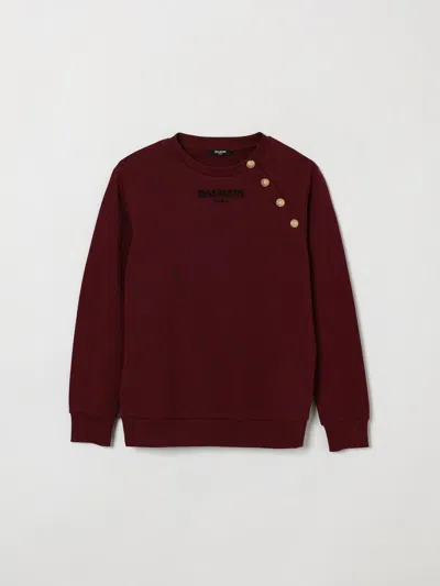 Balmain Sweater Kids Color Plum In Burgundy