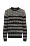 Balmain Pb Labyrinth Ribbed Jumper In White/black