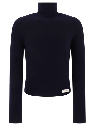 Balmain Sweater With Patch Logo Knitwear Blue