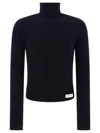 Balmain Logo-patch Ribbed-knit Jumper In Blue