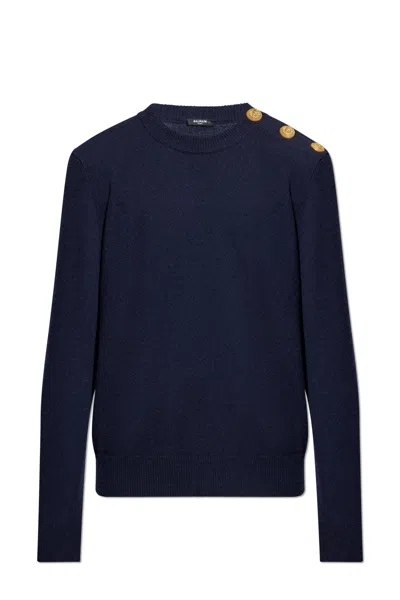 BALMAIN BALMAIN SWEATER WITH SNAP FASTENING ON THE SHOULDER