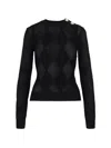 Balmain Sheer Ribbed Crewneck Button Detail