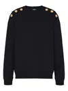 Balmain Black Cotton Sweatshirt Men In Multi