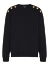 Balmain Black Cotton Sweatshirt Men In Multi