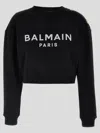Balmain Women Logo Organic Cotton Cropped Sweatshirt In Black