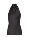 Balmain Halterneck Sleeveless Backless Draped Neckline Fitted Silhouette In Black