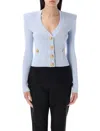 Balmain Engraved-button Cardigan In Blue