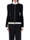 Balmain Two-tone Openwork And Ribbed Knit Cardigan In Black