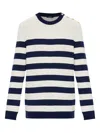 Balmain Striped Crew Neck Long Sleeve Sweater In White
