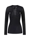 Balmain Long-sleeved Lace-up Top In Black