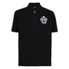 Balmain Short Sleeve Zip Collar Polo Shirt In Black