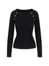 Balmain Sweater Three Buttons Crew Neck Ribbed In Black