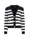 Balmain Striped Cotton Blend Jersey Cardigan In Black