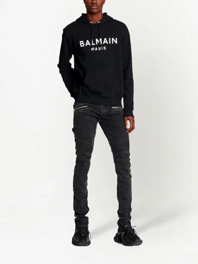 Balmain Luxurious Cotton Hoodie With Iconic Logo And Comfortable Fit In Black