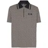 Balmain Men Labyrinth Polo Shirt With Jacquard Effect In Brown