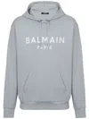 Balmain Cotton Logo Hoodie In Grey