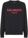 Balmain Logo Printed Crewneck Sweatshirt In Noir/rouge