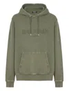 Balmain Oversize Vintage Emblem Cotton Hoodie In Green