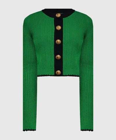Balmain Sweaters In Vert/noir