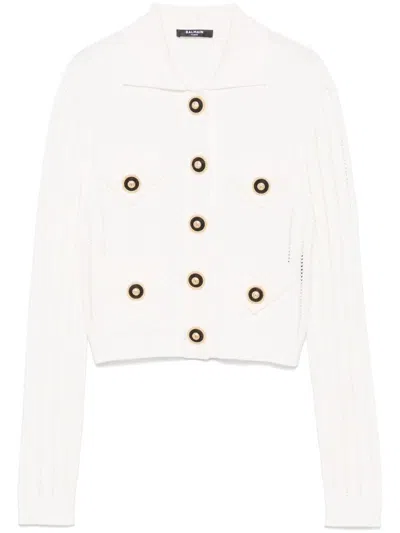 Balmain Knitted Cardigan In White