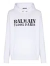 Balmain Contrasting Logo Print Cotton Hoodie In White