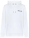 Balmain Cotton Sweatshirt With Adjustable Drawstring Hood And Iconic Embroidery In White