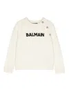 Balmain Jacquard-logo Knitted Jumper In White
