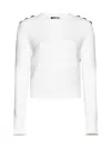 Balmain 6-button Ribbed-knit Jumper In White