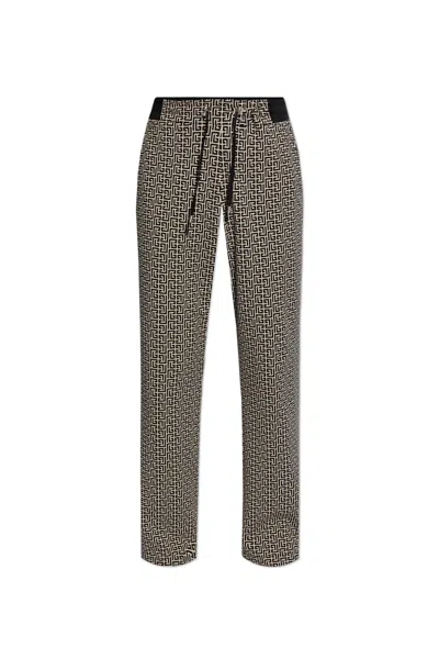 Balmain Off-white & Black Casual Monogram Sweatpants In Nero