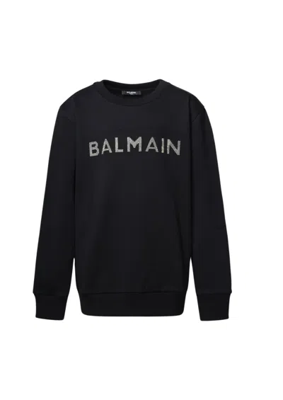 Balmain Kids' Sweatshirt In Ag Black Silver