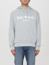 Balmain Cotton Logo Hoodie In 灰色