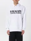 Balmain Stamped Cotton Hoodie Pocket In White