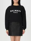 Balmain Women Logo Organic Cotton Cropped Sweatshirt In White