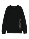 Balmain Embossed-logo Cotton Sweatshirt In Black