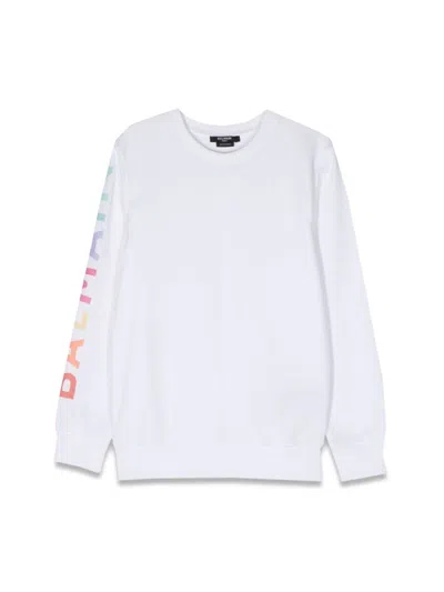 Balmain Kids' Sweatshirt Crewneck Logo On Sleeve In White