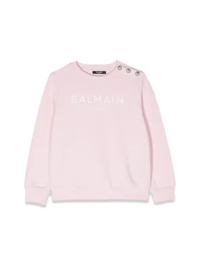 Balmain Kids' Embroidered-logo Cotton Sweatshirt In Pink