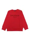 Balmain Logo Cotton Jersey Sweatshirt In Red