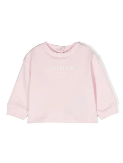 Balmain Kids' Sweatshirt With Embroidery In Pink