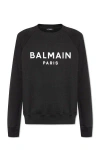 Balmain Logo Printed Cotton Sweatshirt In Black