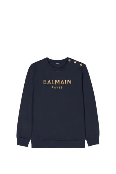 Balmain Kids' Sweatshirt With Logo In Blue