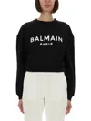 Balmain Women Logo Organic Cotton Cropped Sweatshirt In Black
