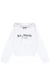 Balmain Metallic-logo Hoodie In White