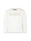 Balmain Ivory Sweatshirt For Girl With Logo In Ivory